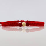 Pulsera Tejida Roja 5Mm 1Und Oro Amarillo 18K