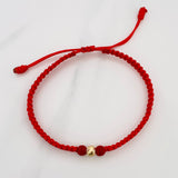 Pulsera Tejida Roja 5Mm 1Und Oro Amarillo 18K