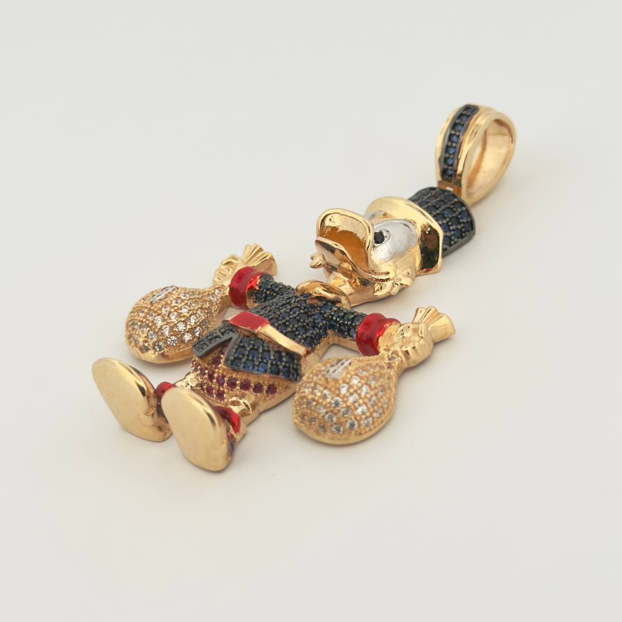 Dije Pato Bolsas De Dinero 15.4gr / 2 1/4 in / Dos Oros Amarillo Blanco 18K ©