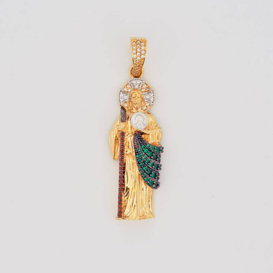 Dije San Judas Tadeo 8.9gr / 2 in / Dos Oros Amarillo Blanco 18K ©