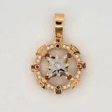 Dije Brujula 17.1gr / 1 3/4 in / Dos Oros Amarillo Blanco 18K ©