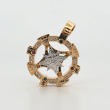 Dije Brujula 17.1gr / 1 3/4 in / Dos Oros Amarillo Blanco 18K ©