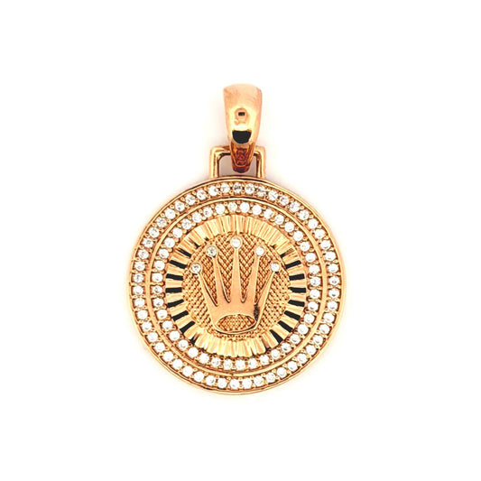 Dije Placa Corona Circular 4.5gr / 1 1/4 in / Oro Rosa 18K
