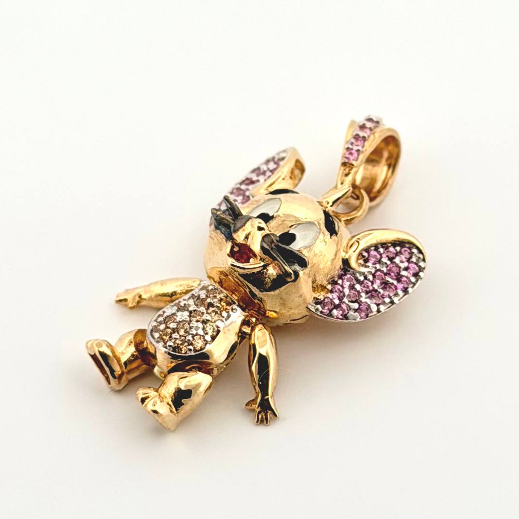 Dije Ratón Sonriente 4.7gr / 1 in / Oro Amarillo 18K