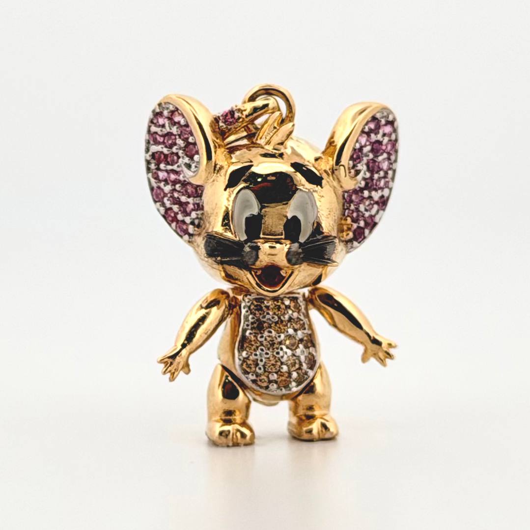 Dije Ratón Sonriente 4.7gr / 1 in / Oro Amarillo 18K