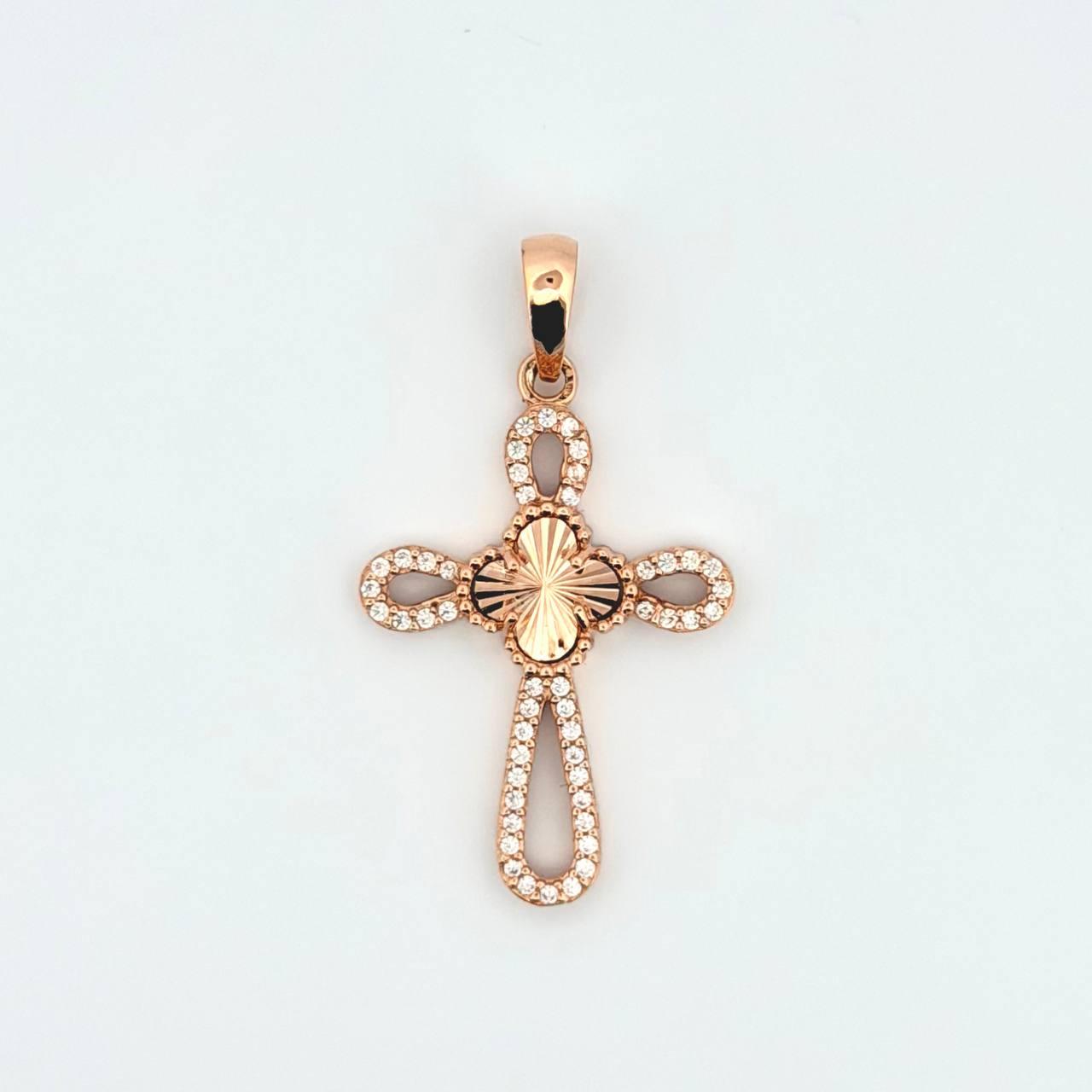 Dije Cruz Trebol 2.15gr / 1 1/2 in / Oro Rosa Nac.Esp. 18K