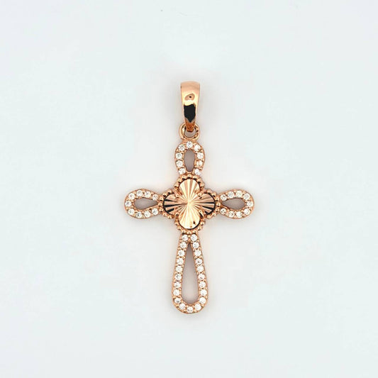 Dije Cruz Trebol 2.15gr / 1 1/2 in / Oro Rosa Nac.Esp. 18K