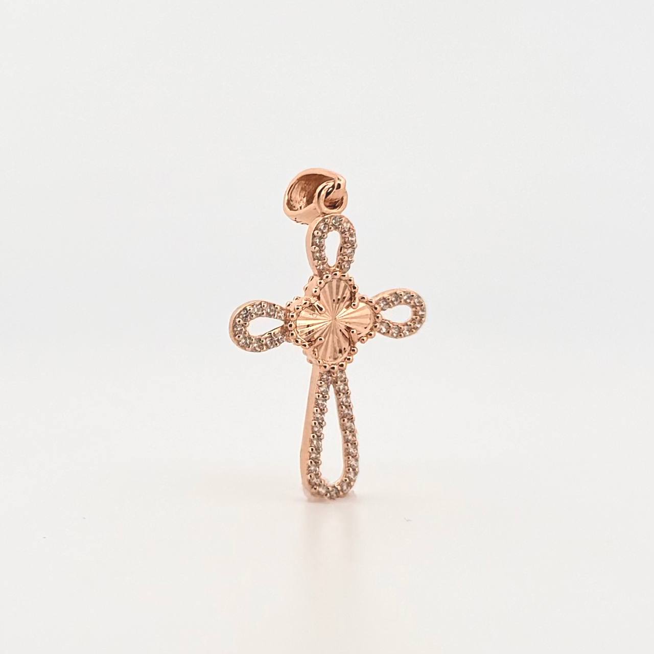 Dije Cruz Trebol 2.15gr / 1 1/2 in / Oro Rosa Nac.Esp. 18K