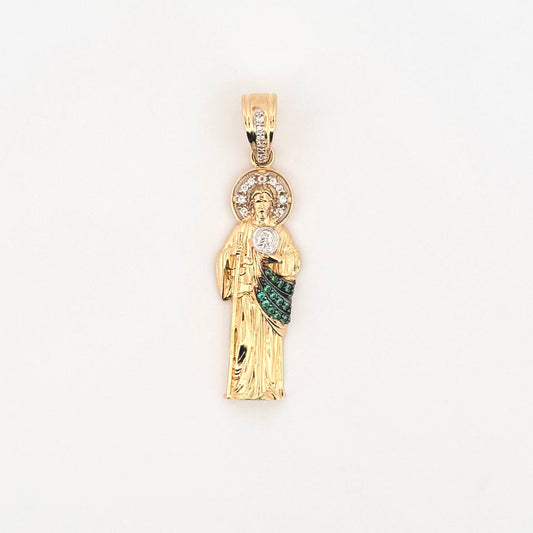 Dije San Judas Tadeo 4gr / 1 3/4 in / Dos Oros Amarillo Blanco 18K