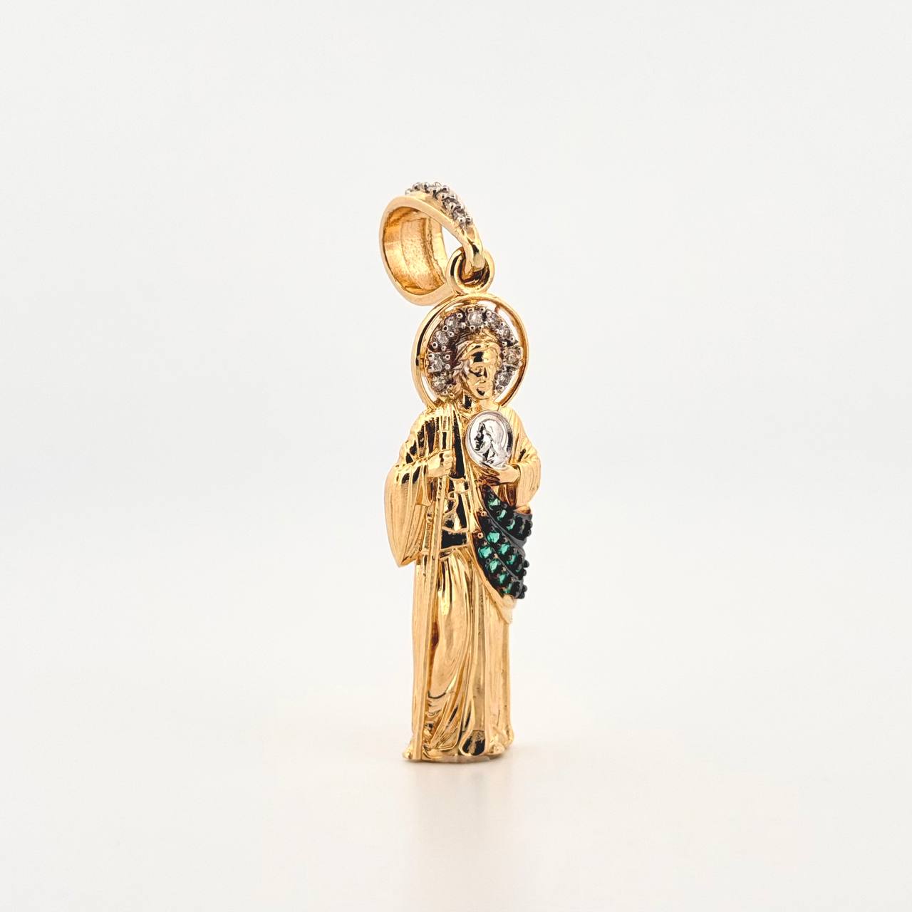 Dije San Judas Tadeo 4gr / 1 3/4 in / Dos Oros Amarillo Blanco 18K