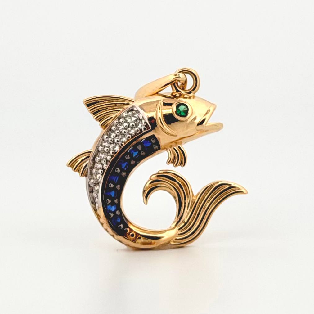 Dije Pez 3.05gr / 1 in / Dos Oros Amarillo Blanco 18K