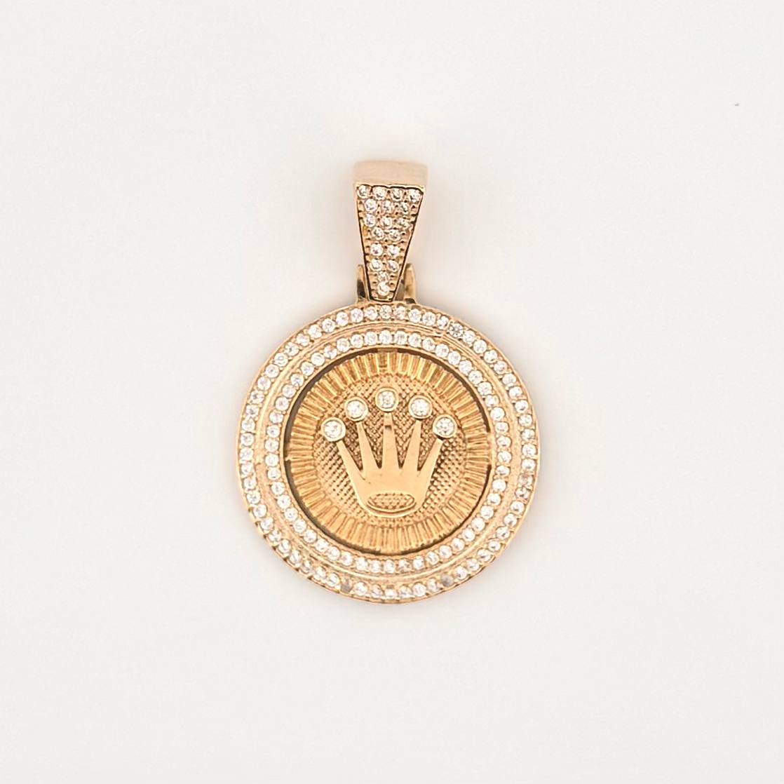 Dije Placa Corona Circular 6.4gr / 1 3/4 in / Oro Amarillo 18K