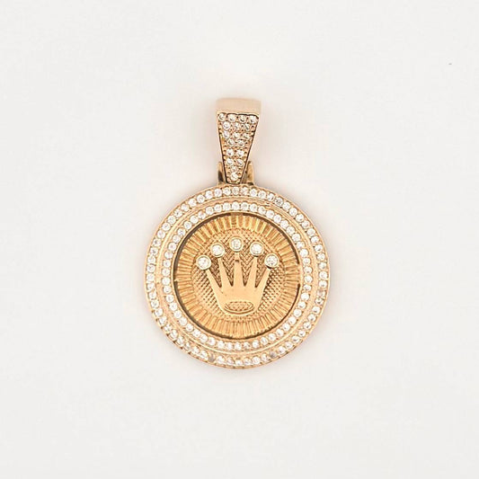 Dije Placa Corona Circular 6.4gr / 1 3/4 in / Oro Amarillo 18K