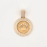 Dije Placa Corona Circular 6.4gr / 1 3/4 in / Oro Amarillo 18K