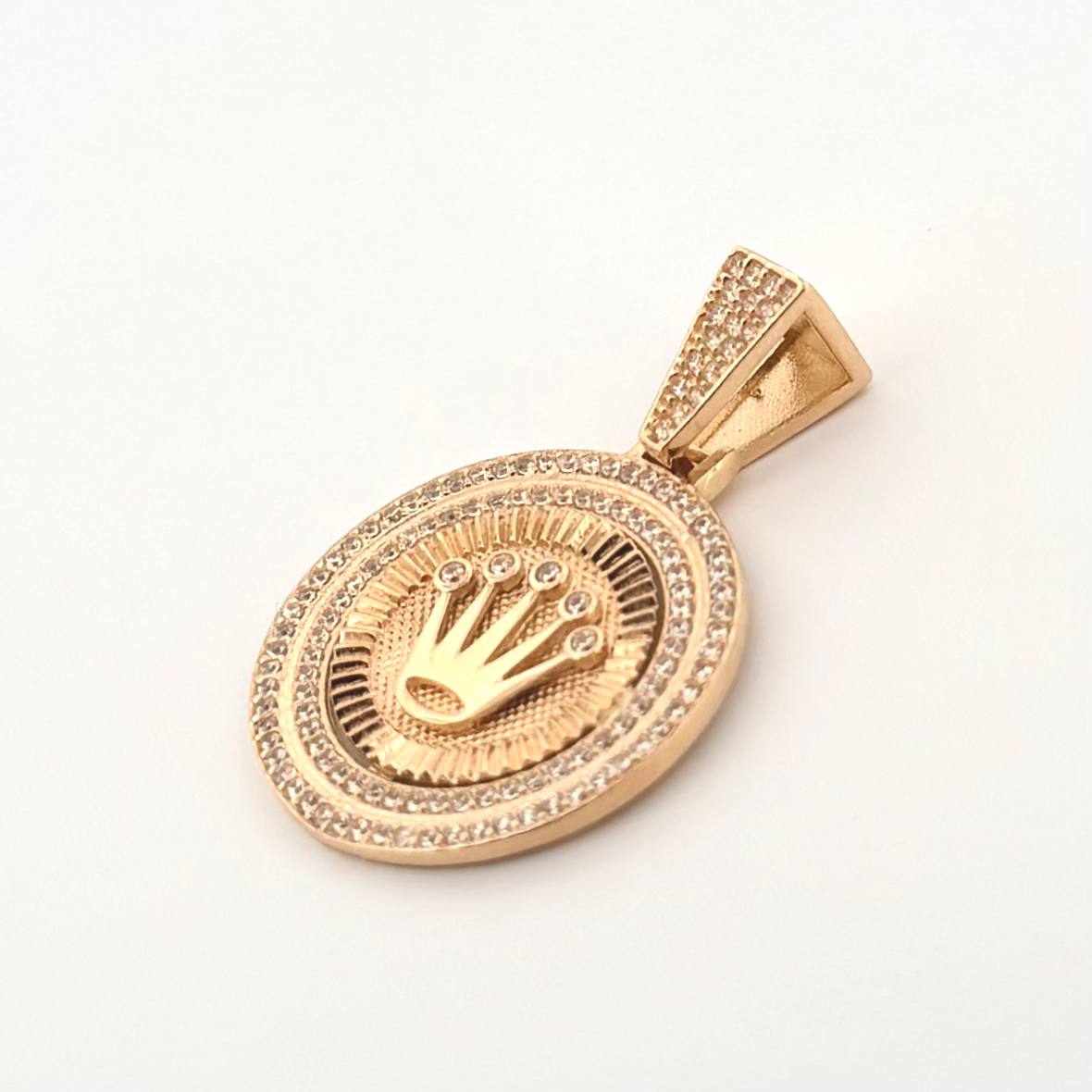 Dije Placa Corona Circular 6.4gr / 1 3/4 in / Oro Amarillo 18K