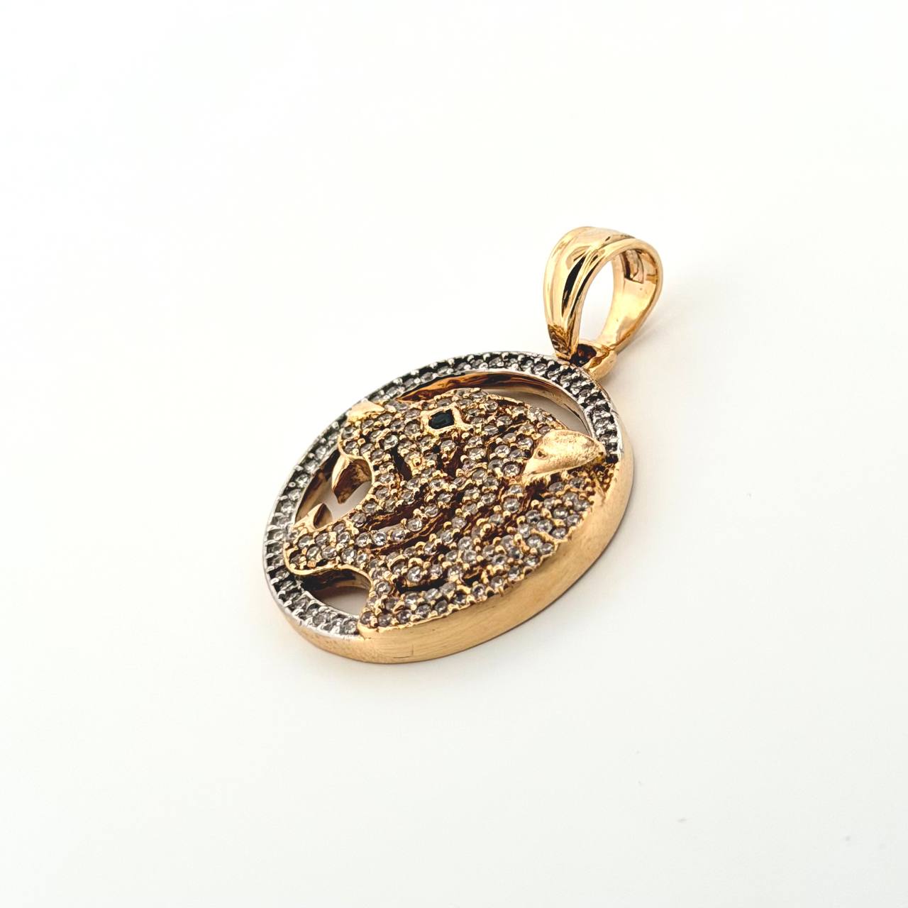 Dije Tigre Placa Circular 6.3gr / 1 1/4 in / Oro Amarillo 18K