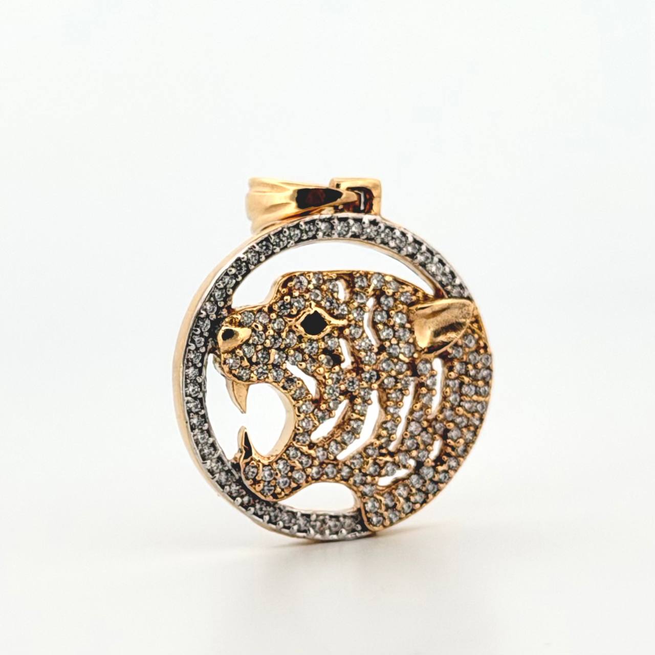 Dije Tigre Placa Circular 6.3gr / 1 1/4 in / Oro Amarillo 18K