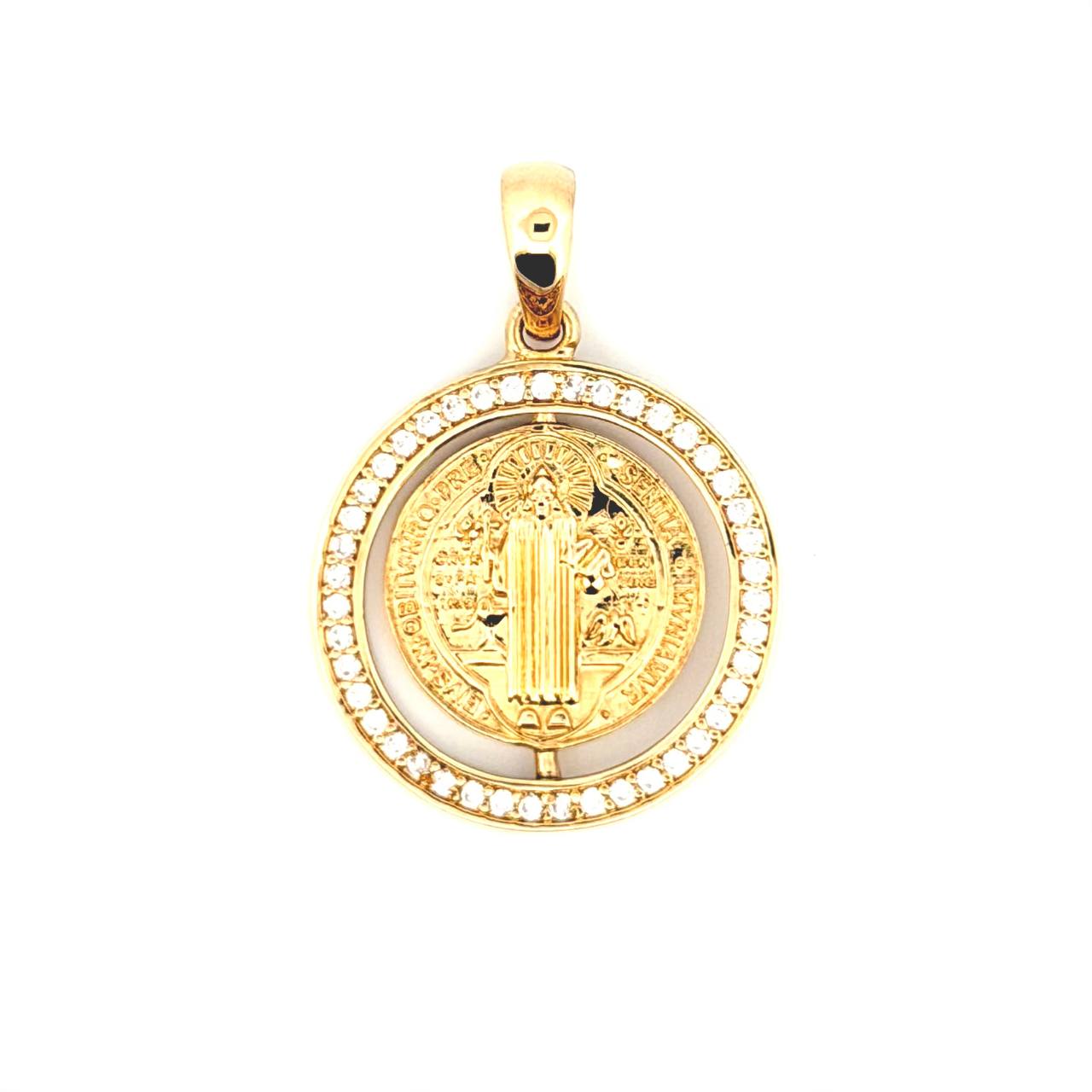 Dije Placa Circular San Benito 4.65gr / 1 1/4 in / Oro Amarillo 18K