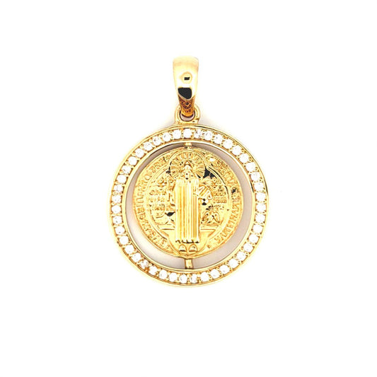 Dije Placa Circular San Benito 4.65gr / 1 1/4 in / Oro Amarillo 18K