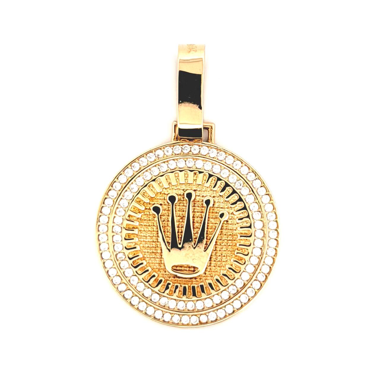 Dije Placa Corona Circular 5.7gr / 1 1/2 in / Oro Amarillo 18K
