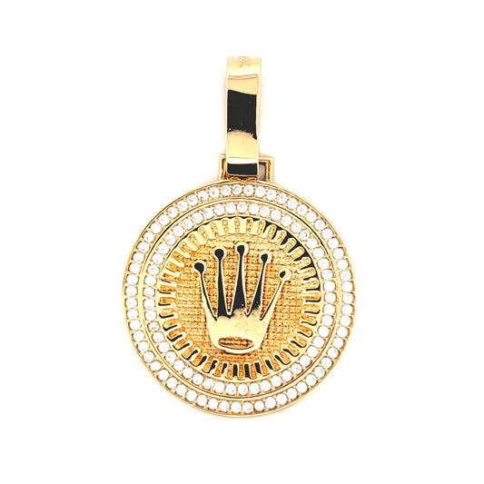 Dije Placa Corona Circular 5.7gr / 1 1/2 in / Oro Amarillo 18K