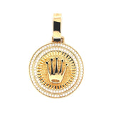 Dije Placa Corona Circular 5.7gr / 1 1/2 in / Oro Amarillo 18K