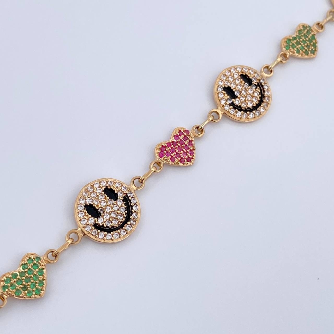 Bracelet Smiley Face Hearts 10.1gr / 18.4cm / 18K Yellow Gold $