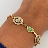 Bracelet Smiley Face Hearts 10.1gr / 18.4cm / 18K Yellow Gold $
