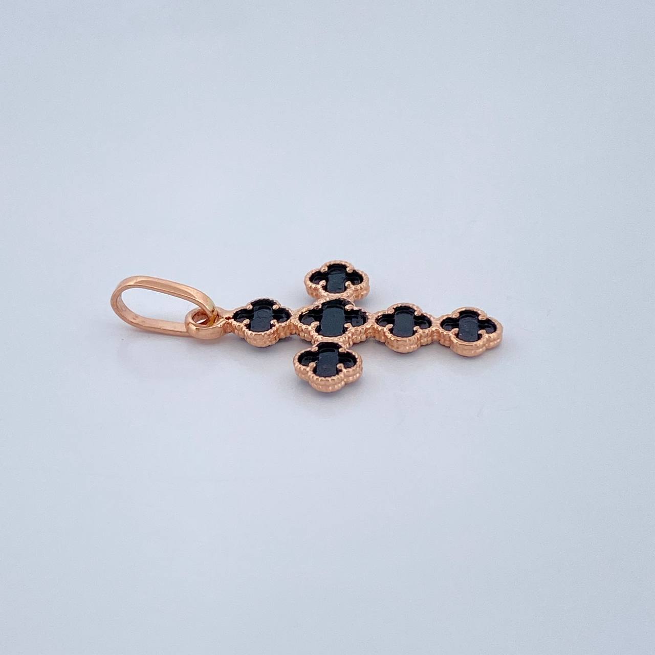 Pendant Clover Cross 0.85gr / 2.5cm / 18K Rose Gold &