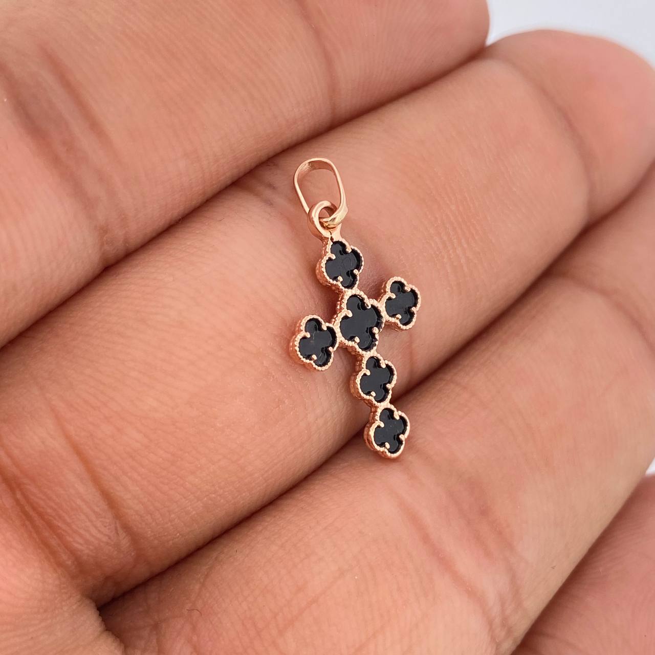 Pendant Clover Cross 0.85gr / 2.5cm / 18K Rose Gold &