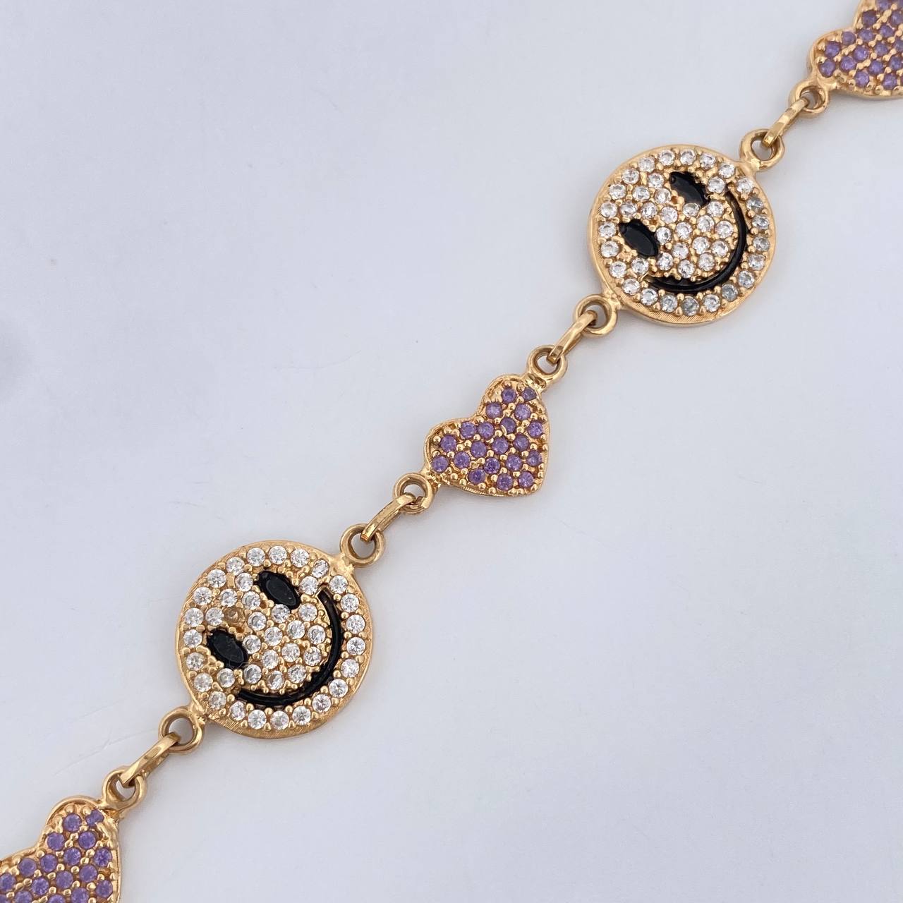 Bracelet Happy Face Hearts 10gr / 7.2in / 18K Yellow Gold &