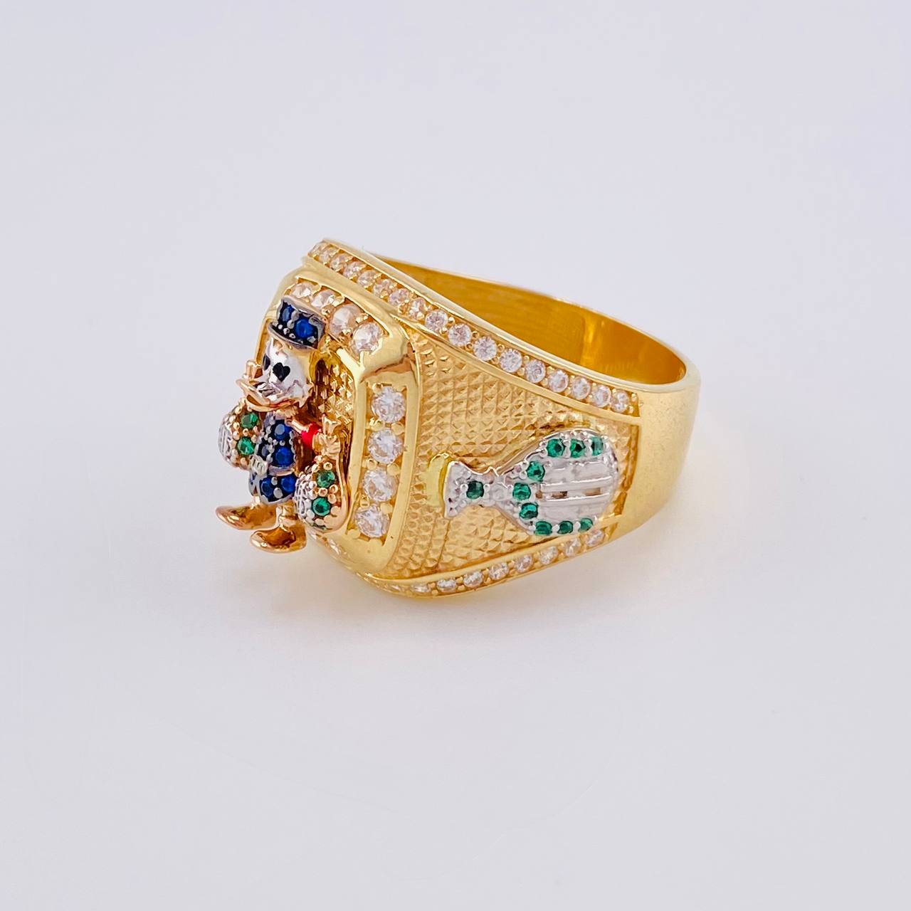Anillo Pato Bolsa De Dinero 10.55 g / T9 1/2 Tres Oros 18K