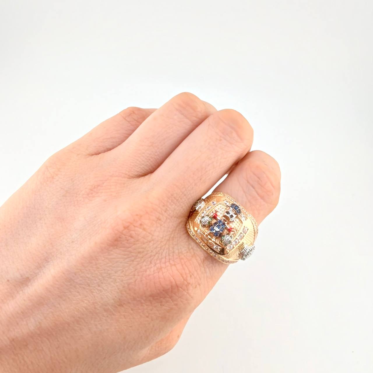 Anillo Pato Bolsa De Dinero 10.55 g / T9 1/2 Tres Oros 18K