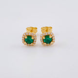 Stud Earrings Halo 2.15 g / in / 7.5 mm Yellow Gold 18K