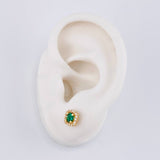 Stud Earrings Halo 2.15 g / in / 7.5 mm Yellow Gold 18K