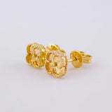 Diamond Cut Clover Stud Earrings 2.25 g / in / 6.5 mm Yellow Gold 18K