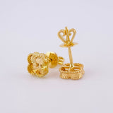 Diamond Cut Clover Stud Earrings 2.2 g / in / 6.6 mm Yellow Gold 18K