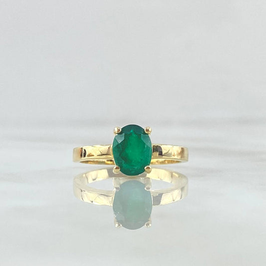 Oval Solitaire Ring 3.4gr / Size 6 1/4 / Emerald 2.0 Qts 18K Yellow Gold (Jewelry)