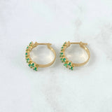 Hoop Earrings Zig Zag Dispar 3.75gr / 1.9cm / Emeralds 1.0 Qts 18K Yellow Gold (Jewel)