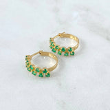 Hoop Earrings Zig Zag Dispar 3.75gr / 1.9cm / Emeralds 1.0 Qts 18K Yellow Gold (Jewel)