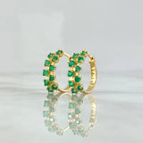 Hoop Earrings Zig Zag Dispar 3.75gr / 1.9cm / Emeralds 1.0 Qts 18K Yellow Gold (Jewel)