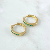 Candongas Carril Encerrado Esmeraldas 1.2 Qts 3.8gr / 3/4 in / Oro Amarillo 18K *