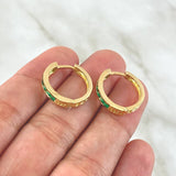 Candongas Carril Encerrado Esmeraldas 1.2 Qts 3.8gr / 3/4 in / Oro Amarillo 18K *