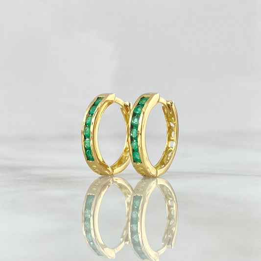 Hoop Earrings Internal Filigree Hoop 3.65gr / 1.7cm / Emeralds 60pts 18K Yellow Gold (Jewel)