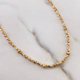 Solid Rustic Chain 22.05gr / 65cm / 2.55mm White Zircons 18K Yellow Gold &