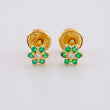 Stud Earrings Flower Emeralds 5pts Diamond 3pts 0.8g / in / 4.4mm Yellow Gold 18K