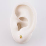 Stud Earrings Flower Emeralds 5pts Diamond 3pts 0.8g / in / 4.4mm Yellow Gold 18K