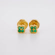Stud Earrings Flower Clover Emeralds 5pts 0.85g / in / 3.8mm Yellow Gold 18K