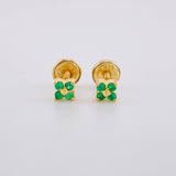 Topos Flor Trebol Esmeraldas 10pts 1g / in / 3.8mm Oro Amarillo 18K