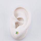 Topos Flor Trebol Esmeraldas 10pts 1g / in / 3.8mm Oro Amarillo 18K
